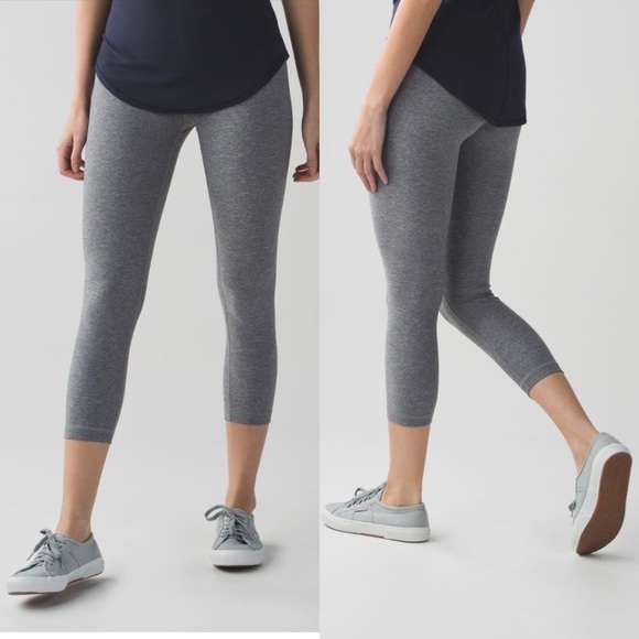 Lululemon Wunder Under Crop II Heathered Slate Pants Leggings Tights Yoga 6 - Picture 4 of 12